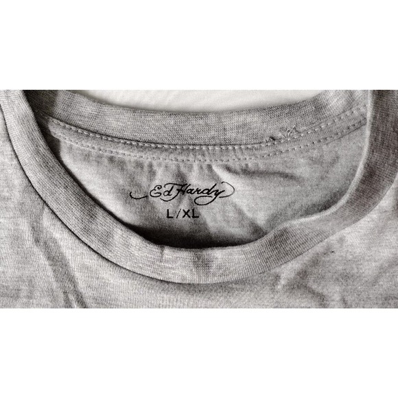 Ed Hardy Mens Size L/XL Gray Skull Eagle Snake Heart Print NYC T-Shirt NWT - Picture 4 of 10